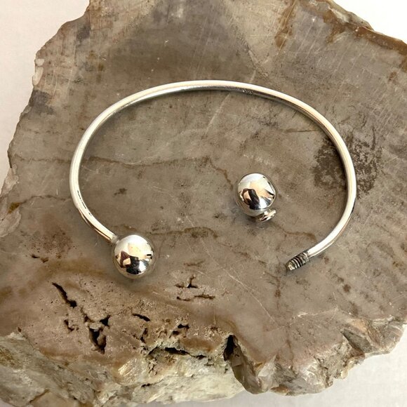 Sterling Silver 925 10MM Removable Bead Ball Cuff Charm Bracelet Sz 6.75" - Picture 3 of 16